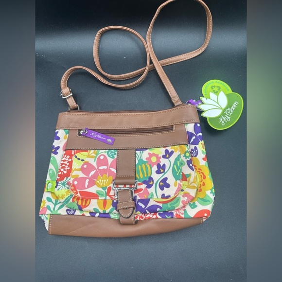 Lily Bloom Vicki Tulip & Tweets Mid Crossbody Bag 9.5" x 8" Allover Print NWT - Picture 1 of 7